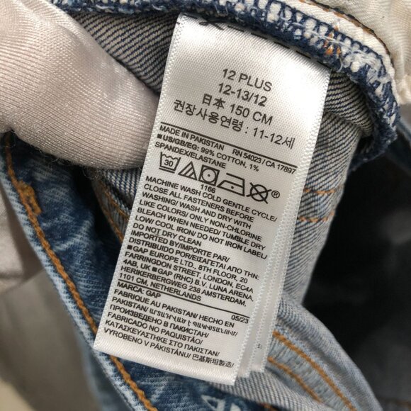 Gap Girls Size 12 Plus Girlfriend Jeans Distressed Medium Wash Blue Stretch - Picture 10 of 11